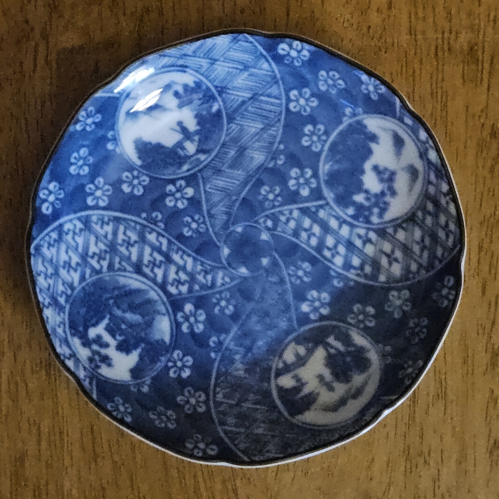 Vintage Takahashi San Francisco 5” Blue & White Japanese Plate: Porcelain
